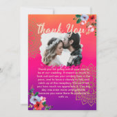 Fuchsia Pink Orange Lila Bright und Bold Floral Dankeskarte (Vorderseite)