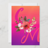 Fuchsia Pink Orange Lila Bright und Bold Floral Einladung (Rückseite)