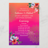 Fuchsia Pink Orange Lila Bright und Bold Floral Programm (Vorderseite)