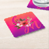 Fuchsia Pink Orange Lila Bright und Bold Floral Untersetzer (angewinkelt)