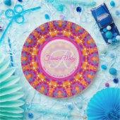Fuchsia Pink Orange Party Mandala Monogram Pappteller (Party)