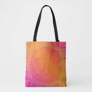 Fuchsia Pink Orange und Gold Indischer Mandala Gla Tasche
