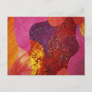 Fuchsia Pink Orange und Lila Quilt Postkarte