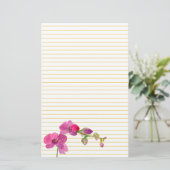Fuchsia Pink Orchid Blume gelb Briefpapier (Stehend Vorderseite)