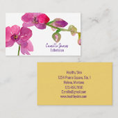 Fuchsia Pink Orchid Watercolor Blume Visitenkarte (Vorne/Hinten)
