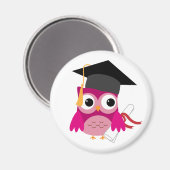 Fuchsia Pink Owl mit Diplom Abschluss Magnet (Vorderseite/Rückseite)