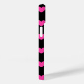 Fuchsia pink polka herzen auf schwarz Case-Mate iP iPhone Hülle (Rückseite / Rechts)