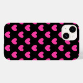 Fuchsia pink polka herzen auf schwarz Case-Mate iP iPhone Hülle (Rückseite (Horizontal))