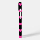Fuchsia pink polka herzen auf schwarz Case-Mate iP iPhone Hülle (Rückseite / Links)