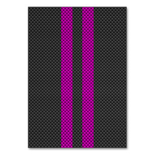 Fuchsia Pink Racing Stripes im Carbon Fibre Style Tischnummer