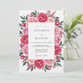 Fuchsia Pink Romantic Spring Wedding Einladung (Stehend Vorderseite)