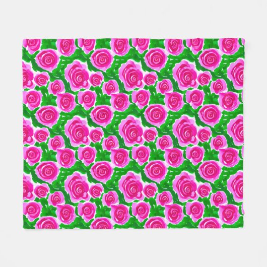 Fuchsia Pink Rose Fleecedecke (Vorderseite (Horizontal))