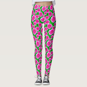 Fuchsia Pink Rose Leggings