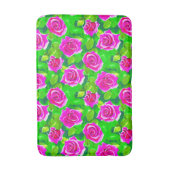 Fuchsia Pink Rose Muster Badematte (Vorderseite Vertikal)