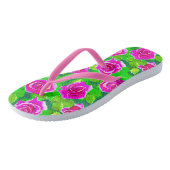 Fuchsia Pink Rose Muster Badesandalen (Schrägansicht)