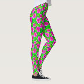 Fuchsia Pink Rose Muster Leggings (Rechts)