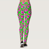 Fuchsia Pink Rose Muster Leggings (Rückseite)