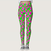 Fuchsia Pink Rose Muster Leggings (Vorderseite)