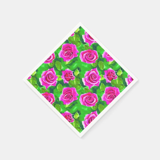 Fuchsia Pink Rose Muster Serviette (Ecke)