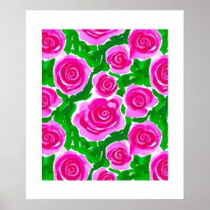 Fuchsia Pink Rose Poster