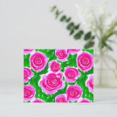 Fuchsia Pink Rose Postkarte (Stehend Vorderseite)