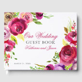 Fuchsia Pink Rose Romantische Gartenhochzeit Gästebuch (Vorderseite)