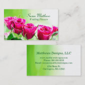 Fuchsia Pink Roses auf einem hellgrünen Hintergrun Visitenkarte (Vorne/Hinten)