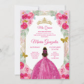 Fuchsia Pink Roses Charra Mis Ruhige Einladung (Vorderseite)