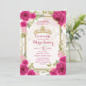 Fuchsia Pink Roses Charra Mis Ruhige Einladung (Stehend Vorderseite)