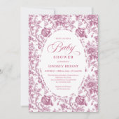 Fuchsia Pink Roses Pattern Boho Floral Baby Shower Einladung (Vorderseite)