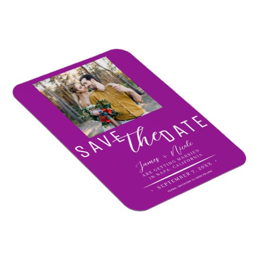 Fuchsia Pink Save the Date Foto Hochzeit Magnet (Rechte Seite)