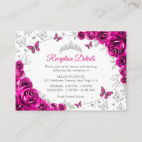 Fuchsia Pink Silber Quinceanera Empfangsdetails