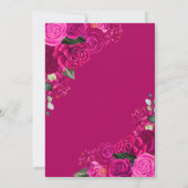 Fuchsia Pink Silver Princess Butterfly Quinceañera Einladung (Rückseite)