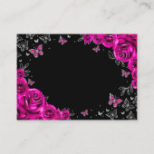 Fuchsia Pink Silver Quinceanera Reception Details Begleitkarte (Rückseite)