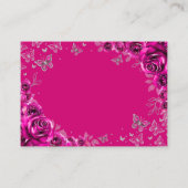 Fuchsia Pink Silver Quinceanera Reception Details Begleitkarte (Rückseite)