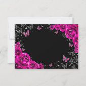 Fuchsia Pink Silver Quinceanera Reply RSVP Karte (Rückseite)