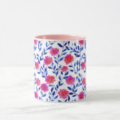 Fuchsia Pink Spring Flowers Watercolor Botanical Tasse (Zentrum)
