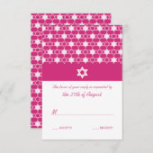 Fuchsia Pink Stars von David Bat Mitzvah RSVP Card (Vorne/Hinten)