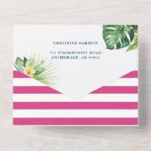 Fuchsia Pink Tropical Baby Dusche Windelwanne Wind All In One Einladung (Rückseite)