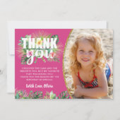 Fuchsia Pink Tropical Floral Beach Party Foto Dankeskarte (Vorderseite)