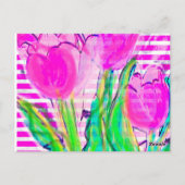 Fuchsia Pink Tulips in einer Vase-Multimedia-Postk Postkarte (Rückseite)