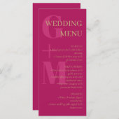 Fuchsia Pink Typografy Wedding Menu Menükarte (Vorne/Hinten)