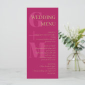 Fuchsia Pink Typografy Wedding Menu Menükarte (Stehend Vorderseite)