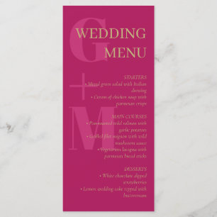 Fuchsia Pink Typografy Wedding Menu Menükarte