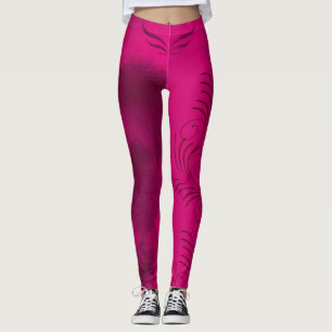 Fuchsia Pink und Blended Black/Pattern/Spiral/Flü Leggings