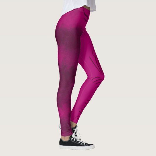 Fuchsia Pink und Blended Black/Pattern/Spiral/Flüg Leggings (Rechts)