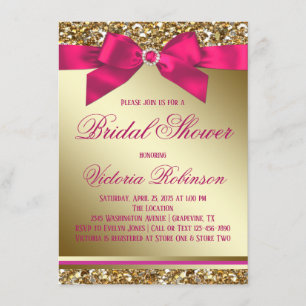 Fuchsia Pink und Gold Brautparty Einladung