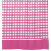 Fuchsia Pink und White Gingham Karo Duschvorhang (Vorderseite)