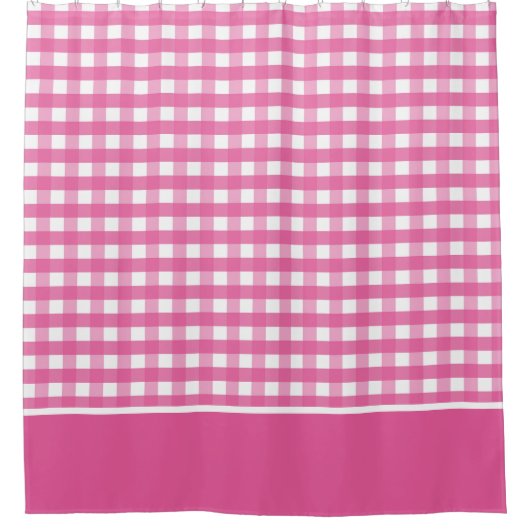 Fuchsia Pink und White Gingham Karo Duschvorhang (Vorderseite)