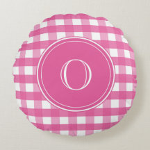 Fuchsia Pink und White Gingham Monogram